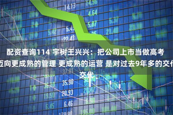 配资查询114 宇树王兴兴：把公司上市当做高考 迈向更成熟的管理 更成熟的运营 是对过去9年多的交代