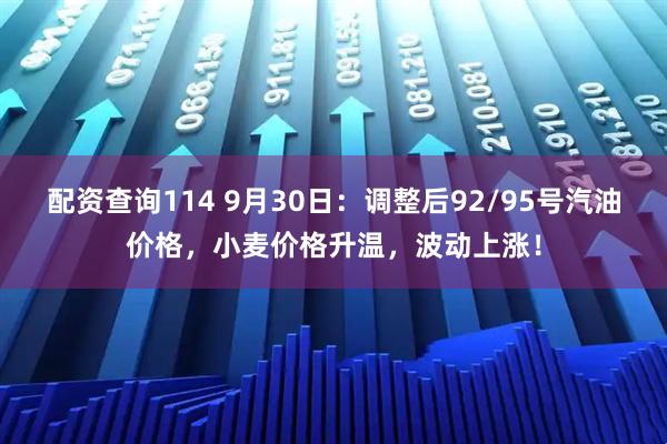 配资查询114 9月30日：调整后92/95号汽油价格，小麦价格升温，波动上涨！