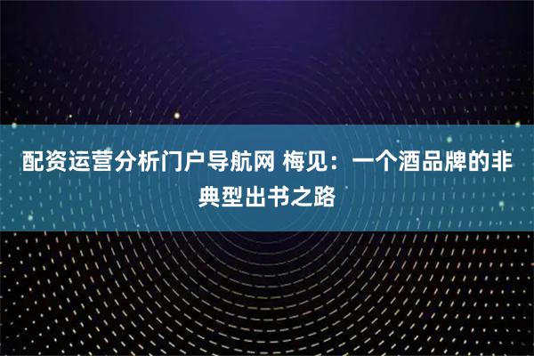 配资运营分析门户导航网 梅见:一个酒品牌的非典型出书之路